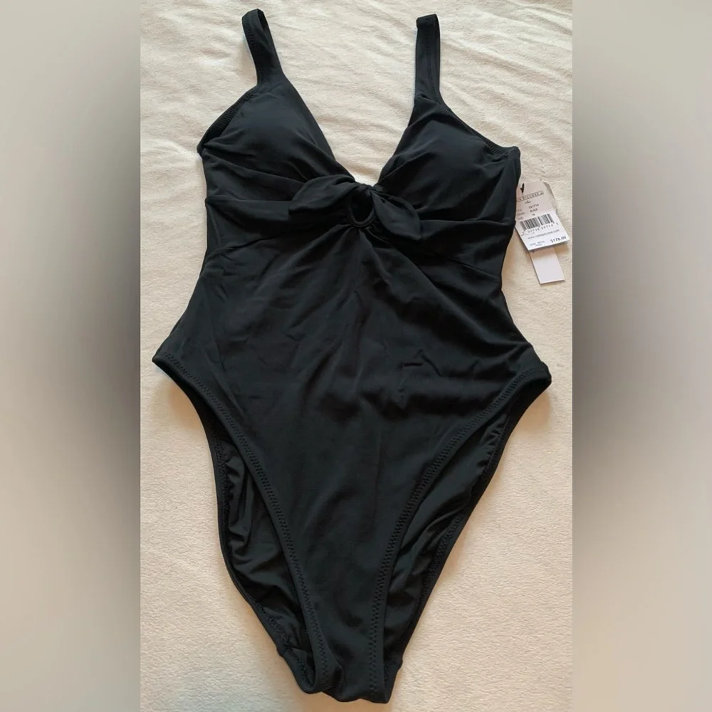 NWT Robin Piccone Black Ava Knot One Piece Swimsuit size 10